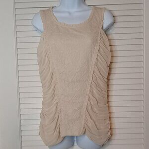 Elegant Kensie First Blouse Women's Cream Sleeveless Sheer Laced Blouse Size L